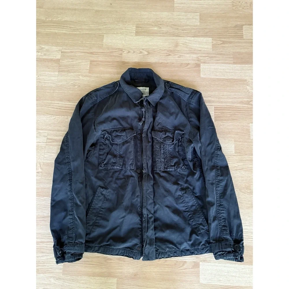 J Crew Mens Broken In Field Military Utility Coat Jacket Small Black Outdoors